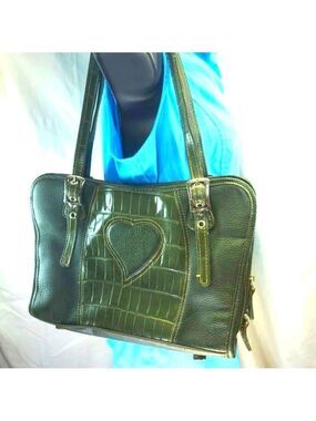 Marc Chantel Leather Heart Embossed Shoulder Bag